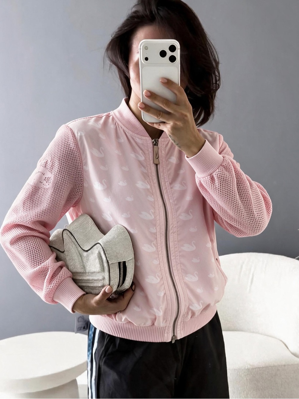 Pretty Pink Swan Bomber Cardigan by Piece of Blue 🦢